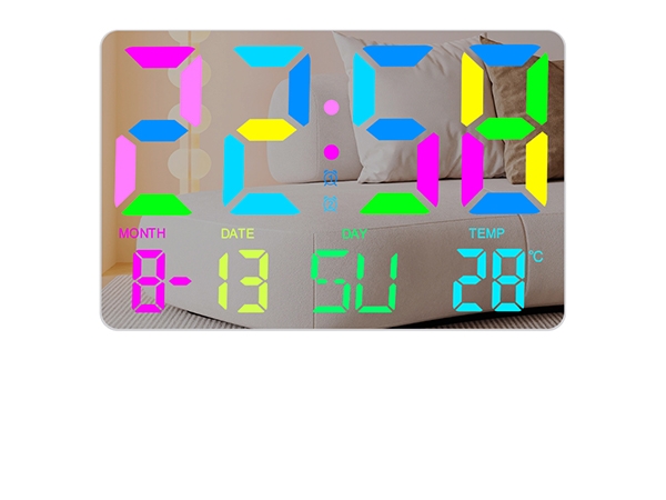 Large color font display wall clock with remote control and night light for living room