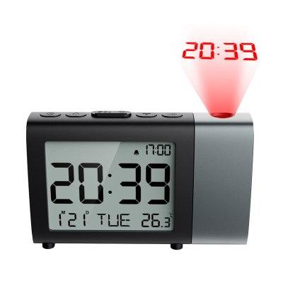 Projection alarm clock with LCD display time and date snooze function weekend mode