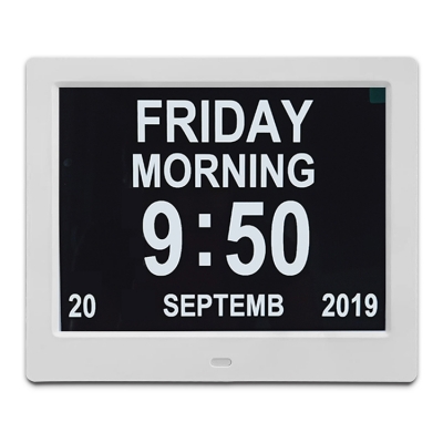 Digital calendar wifi alarm clock with reminder memory loss 8 inch clock