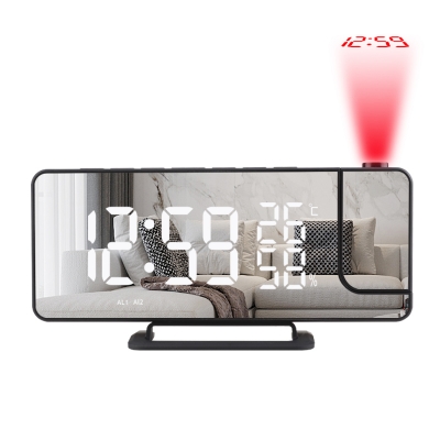 FM radio alarm clock with led projection clock display time and thermometer