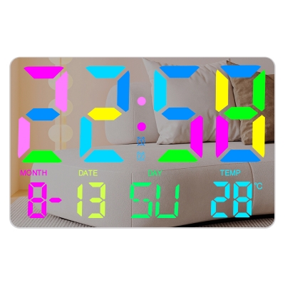 11 inch large LED mirror screen color font display time and temperature modern wall clock for living room