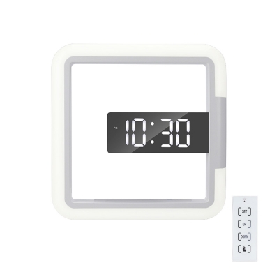 Square LED mirror wall mounted alarm clock USB charging large display digital 3D wall clock with remote control