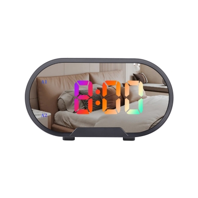 5.5 inch RGB mirror alarm clock with USB charging ports and snooze function
